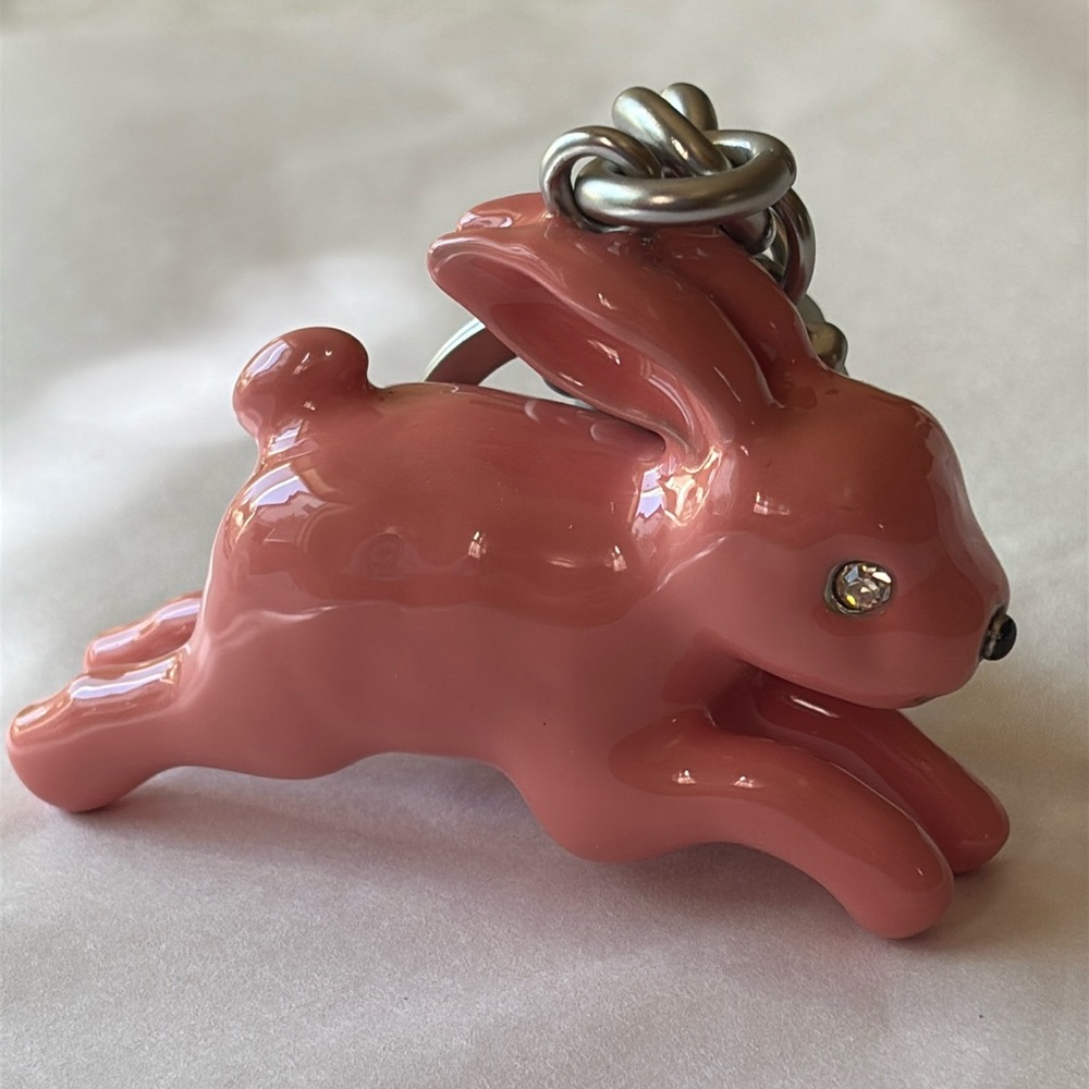 🐰🌸🐰Coach Silver and Pink Bunny Charm Key Chain 🐰🌸🐰  NWT 🐰🌸🐰 - Picture 10 of 16
